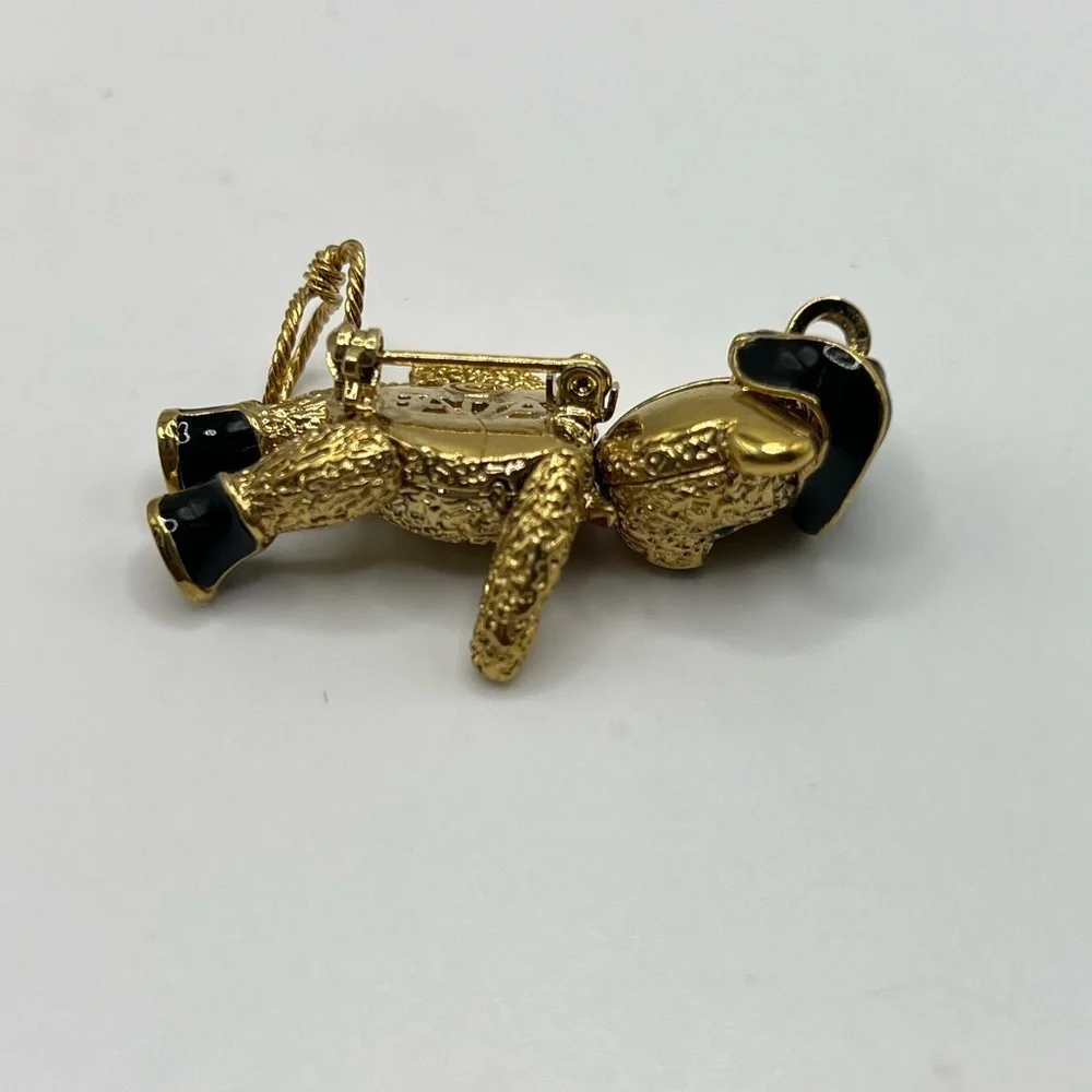 Vintage BATVA Articulated Teddy Bear Cowboy Brooch Pendant